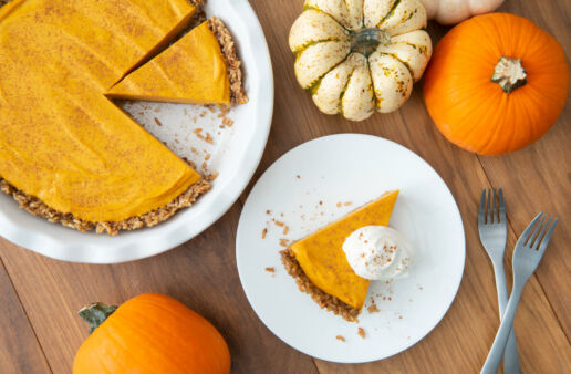Pumpkin Mousse Pie with Pecans and Brown Rice Crust