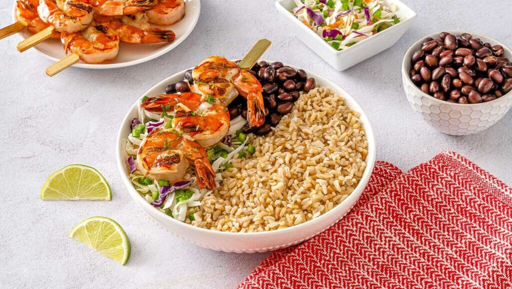 mexican shrimp and rice bowl