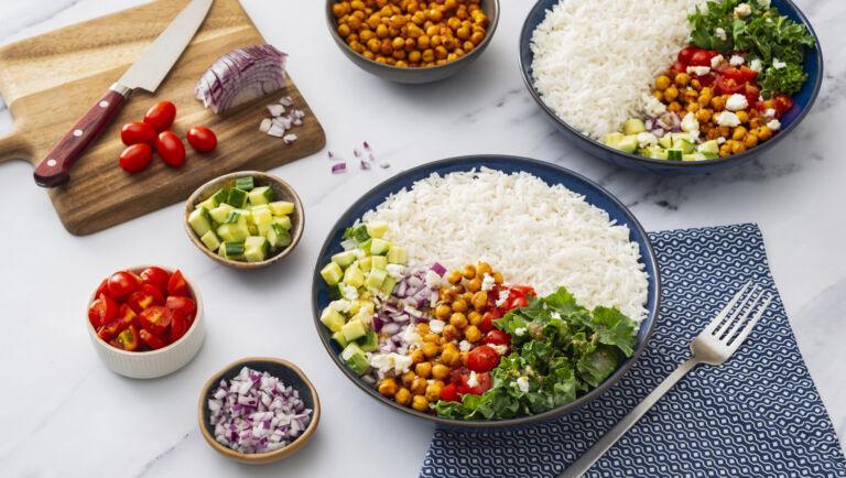 Mediterranean Rice Bowl with Air-Fryer Chickpeas