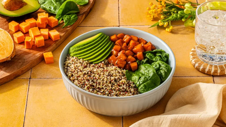 Bourbon Glazed Sweet Potato Quinoa Bowl