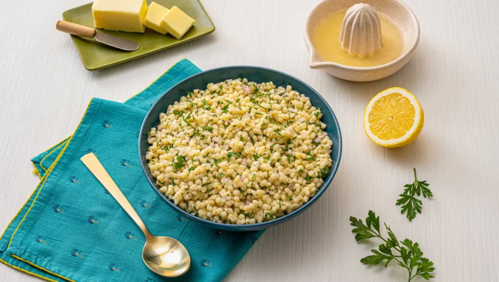 simple lemon butter pearl couscous